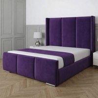 Living Comfort Bedz Westbury Upholstered Gas Lift Storage Bed with 48 Inch Headboard in Purple | Size: Super King