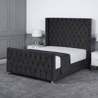 Living Comfort Bedz Seraphina Upholstered Gas Lift Storage Bed with 48 Inch Headboard in Charcoal | Size: Single