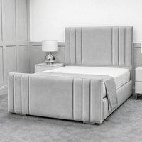 Living Comfort Bedz Canberra Plush Velvet Upholstered Bed Slatted Base - 48Inch Headboard in Silver | Size: Small Double