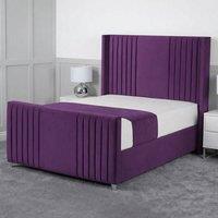 Living Comfort Bedz Emilia Upholstered Gas Lift Storage Bed with 48 Inch Headboard in Purple | Size: King