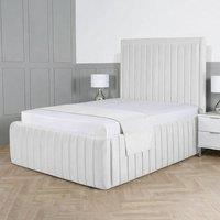 Living Comfort Bedz Saint Germain Upholstered Gas Lift Storage Bed with 48 Inch Headboard in White | Size: Small Double