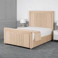 Living Comfort Bedz Celeste Upholstered Gas Lift Storage Bed with 48 Inch Headboard in Beige | Size: Small Double