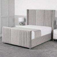Living Comfort Bedz Emilia Upholstered Gas Lift Storage Bed with 48 Inch Headboard in Silver | Size: Single