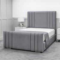 Living Comfort Bedz Canberra Upholstered Gas Lift Storage Bed with 48 Inch Headboard in Grey | Size: Double