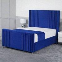 Living Comfort Bedz Emilia Upholstered Gas Lift Storage Bed with 48 Inch Headboard in Blue | Size: Single