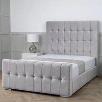 Living Comfort Bedz Belmont Upholstered Gas Lift Storage Bed with 48 Inch Headboard in Silver | Size: Small Double