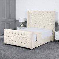 Living Comfort Bedz Seraphina Upholstered Gas Lift Storage Bed with 48 Inch Headboard in Cream | Size: King
