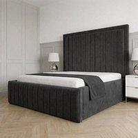 Living Comfort Bedz Sovereign Plush Velvet Upholstered Bed Slatted Base - 48Inch Headboard in Charcoal | Size: Small Double