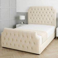 Living Comfort Bedz Westminster Upholstered Gas Lift Storage Bed with 48 Inch Headboard in Cream | Size: Double