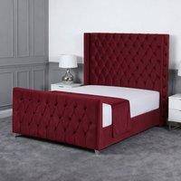 Living Comfort Bedz Seraphina Upholstered Gas Lift Storage Bed with 48 Inch Headboard in Maroon | Size: Single