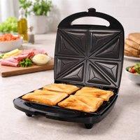 Dragodirect 4 Portion Sandwich Maker Stainless Steel Toastie Machine in Black