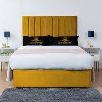 UK Bed Furniture Ashford Divan Bed Base with 26 Inch Headboard - No Storage in Mustard | Size: Single