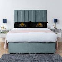 UK Bed Furniture Ashford Divan Bed Base with 26 Inch Headboard - No Storage in Light Blue | Size: Small Double