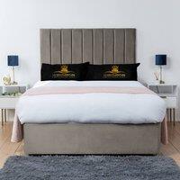 UK Bed Furniture Ashford Divan Bed Base with 26 Inch Headboard - No Storage in Light Beige | Size: Super King