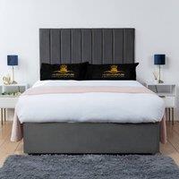 UK Bed Furniture Ashford Divan Bed Base with 26 Inch Headboard - No Storage in Charcoal | Size: Super King