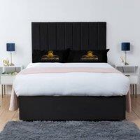 UK Bed Furniture Ashford Divan Bed Base with 26 Inch Headboard - No Storage in Black | Size: Super King