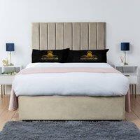 UK Bed Furniture Ashford Divan Bed Base with 26 Inch Headboard - No Storage in Cream | Size: Double
