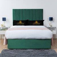 UK Bed Furniture Ashford Divan Bed Base with 26 Inch Headboard - No Storage in Green | Size: King