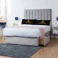 UK Bed Furniture Ashford Divan Bed with 2 Drawers Same Side & 26 Inch headboard in Silver | Size: Super King