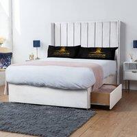 UK Bed Furniture Ashford Divan Bed with 2 Drawers Same Side & 26 Inch headboard in White | Size: Single