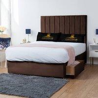 UK Bed Furniture Ashford Divan Bed with 2 Drawers Same Side & 26 Inch headboard in Brown | Size: King