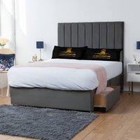 UK Bed Furniture Ashford Divan Bed with 2 Drawers Same Side & 26 Inch headboard in Charcoal | Size: Super King