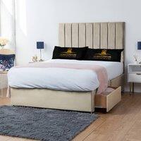 UK Bed Furniture Ashford Divan Bed with 2 Drawers Same Side & 26 Inch headboard in Cream | Size: Super King