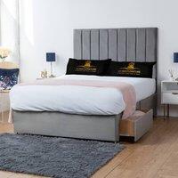 UK Bed Furniture Ashford Divan Bed with 2 Drawers Same Side & 26 Inch headboard in Grey | Size: Super King