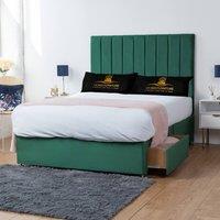 UK Bed Furniture Ashford Divan Bed with 2 Drawers Same Side & 26 Inch headboard in Green | Size: Super King