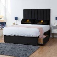 UK Bed Furniture Ashford Divan Bed with 4 Drawers & 26 Inch headboard in Black | Size: Small Double