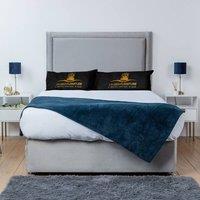 UK Bed Furniture Ascot Divan Bed Base with 26 Inch Headboard - No Storage in Silver | Size: Single