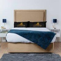 UK Bed Furniture Ascot Divan Bed Base with 26 Inch Headboard - No Storage in Beige | Size: Super King