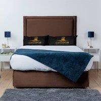 UK Bed Furniture Ascot Divan Bed Base with 26 Inch Headboard - No Storage in Brown | Size: Super King