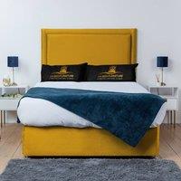 UK Bed Furniture Ascot Divan Bed Base with 26 Inch Headboard - No Storage in Mustard | Size: Single