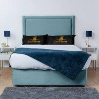 UK Bed Furniture Ascot Divan Bed Base with 26 Inch Headboard - No Storage in Light Blue | Size: Super King