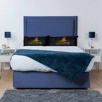 UK Bed Furniture Ascot Divan Bed Base with 26 Inch Headboard - No Storage in Blue | Size: Super King