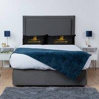 UK Bed Furniture Ascot Divan Bed Base with 26 Inch Headboard - No Storage in Charcoal | Size: Single