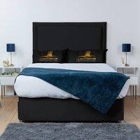 UK Bed Furniture Ascot Divan Bed Base with 26 Inch Headboard - No Storage in Black | Size: Double