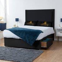 UK Bed Furniture Ascot Divan Bed with 2 Drawers Same Side & 26 Inch headboard in Black | Size: Single