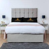 UK Bed Furniture Florence Divan Bed Base with 26 Inch Headboard - No Storage in Silver | Size: Single