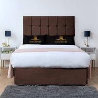 UK Bed Furniture Florence Divan Bed Base with 26 Inch Headboard - No Storage in Brown | Size: Double