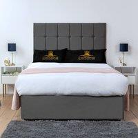 UK Bed Furniture Florence Divan Bed Base with 26 Inch Headboard - No Storage in Charcoal | Size: Single