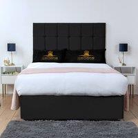UK Bed Furniture Florence Divan Bed Base with 26 Inch Headboard - No Storage in Black | Size: Small Double