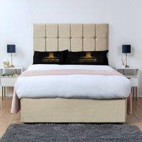 UK Bed Furniture Florence Divan Bed Base with 26 Inch Headboard - No Storage in Cream | Size: Single
