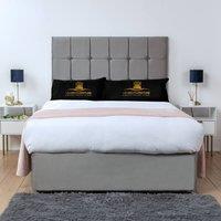 UK Bed Furniture Florence Divan Bed Base with 26 Inch Headboard - No Storage in Grey | Size: Double