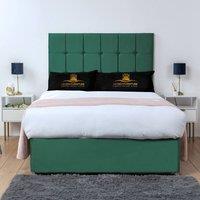 UK Bed Furniture Florence Divan Bed Base with 26 Inch Headboard - No Storage in Green | Size: Single