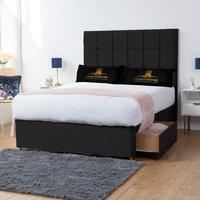 UK Bed Furniture FlorenceDivan Bed with 2 Drawers Same Side & 26 Inch headboard in Black | Size: Single