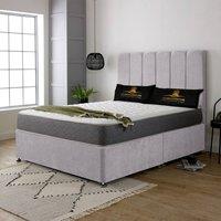 UK Bed Furniture Savannah Divan Bed Base with 26 Inch Headboard - No Storage in Silver | Size: Single