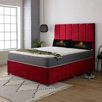 UK Bed Furniture Savannah Divan Bed Base with 26 Inch Headboard - No Storage in Maroon | Size: Single