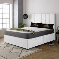 UK Bed Furniture Savannah Divan Bed Base with 26 Inch Headboard - No Storage in White | Size: Double